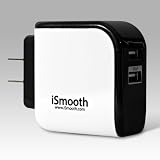 iSmooth Fast Dual USB Wall Charger & Travel Charger for Apple Devices - iPhone 3 3G 3GS 4 4S 5 - iPad 1 2 3 4 Mini - iPod Touch Nano Shuffle - Charges 2 Apple Devices at Same Time - Sleek Black & White Design - The ONLY Charger with a 10 Year Free Replacement Guarantee