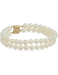 14k Yellow Gold and AA-Quality Freshwater Cultured Pearl Double-Row Bracelet (5.5-6 mm)