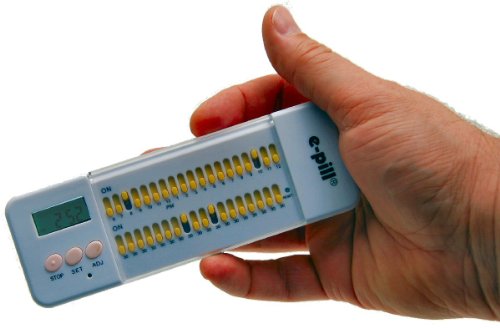 e-pill Multi-Alarm PLUS Pill Box Timer (up to 37 daily alarms) w/ Batteries (2 AAA) and Missed Pill Indicator. Seven (weekly) Compartment Slide-out Pill Box.