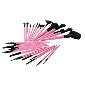 M.S 32pc Studio Professional Makeup Make Up Cosmetic Brush Set Kit with Pink Soft Case - For Eye Shadow, Blush, Concealer, Etc