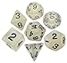 Polyhedral 7 Die Set Resin Dice: Glow Clear with Black Numbers (Glow in Dark)