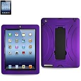 HEAVY DUTY HYBRID CASE FOR IPAD3 FITTING CASE TWO PIECE FOR EXTRA PROTECTION ONE HARD PLASTIC INSIDE ONE OUTER SILICONE FOR COMFORTABLE TOUCH FEELING AND BETTER GRIP. (BLACK/PURPLE)