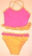 2-piece Swimwear Ruffle Tankini PinkDot/Orange