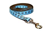 Medium Blue/Brown Puppy Paws Dog Leash 3/4 wide Picture