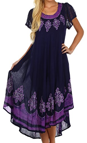 SakkasBatik Hindi Cap Sleeve Caftan Dress/Cover Up