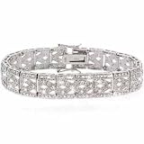Sterling Silver Filigree Simulated Diamond CZ Bracelet