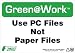 Zing Environmental Awareness Sign, Header "Green at Work", "Use PC Files Not Paper Files", 10" Width x 7" Length, Recycled Plastic, Black/White/Green (Pack of 1)