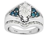 10KT WG 2.00CTW WHITE DIAMOND AND IRRADIATED BLUE DIAMOND RING