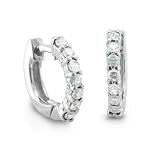 41P%2Bb52%2B kL. SL160  18k White Gold 7 Stone Natural Diamond Hoop Earrings (G, SI2, 0.50 cttw) Certificate of Authenticity