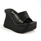 4 1/2 Inch Hot Black Wedge Shoes Platform Sandals Goth Shoes