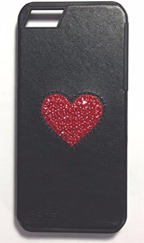 DEOS Ruby Crystal Heart Case Cover W/ Swarovski Elements For Apple iPhone SE / 5S / 5 Red/Black - Retail Packaging
