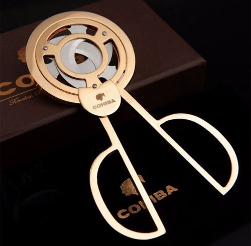 COHIBA Stainless Steel 3 blades Cigar Scissors Cutter New Boxed Golden