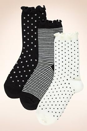 5 Pairs of Older Girls' Cotton Rich Spot & Stripe Socks
