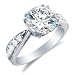Cheap Size 5 – Solid 14k White Gold Round Brilliant Cut Solitaire with Round Side Stones Highest Quality CZ Cubic Zirconia Engagement Ring 2.0ct. On Sale