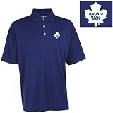Antigua Men's NHL Toronto Maple Leafs Exceed Desert Dry Xtra-Lite Short Sleeve Polo, Dark Royal, Medium