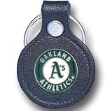 Oakland Athletics Small Leather/Pewter Key Ring - MLB Baseball Fan Shop Sports Team Merchandise