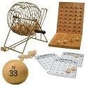 Deluxe 7 Inch Diameter Metal Frame Cage Wooden Bingo Game Set