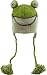 DeLux Froggy Green Wool Pilot Animal Cap/Hat with Ear Flaps and Poms