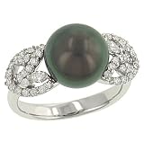 South Sea Pearl and Flower Diamond Ring .47cttw