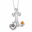 14K White Gold Mother's Pendant - 2 Gemstone -- YOU CHOOSE THE COLORS!