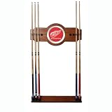 NHL Detroit Redwings two-piece Wood and Mirror Wall Cue Rack