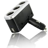 Kolay® - Chargeur Allume-Cigare Multi-Prises - 3 Ports - 2 ports USB inclus