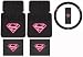 Supergirl Pink Shield DC Comics 5pc Combo Set Front & Rear Car Floor Mats & Steering Wheel Cover Plus Bonus Matching Decal