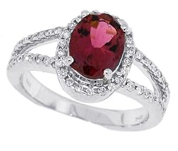 1.53Ct TW Pink Tourmaline and Diamond Engagement Ring in 14Kt White Gold-5