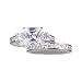 Sterling Silver Rhodium Cubic Zirconia 3-Stone Engagement Ring with Band