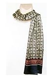 Satin Double Ply Gray Ornament Print on Blue - Silk Mens Scarf 11