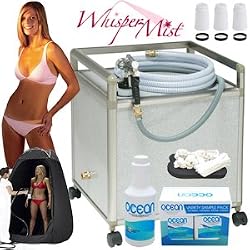 Apollo Whisper-Mist Quiet Professional HVLP Sunless Spray Tanning System with a Pint of 12.5% DHA Solution with Dark Bronzer, 4 Solution Variety Pack (1 Pint Total), Tanning Tent and Accessories