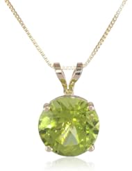 10k Gold Gemstone Pendant Necklace, 18"