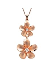 Two Plumeria Necklace with 14K Rose Gold Finish and Chain