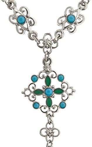 criscara Women's Boheme Turquoise Hand Chain Silver