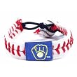 Milwaukee Brewers Classic Leather Baseball Wristband - Retro Logo