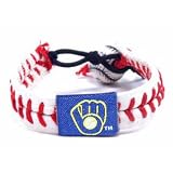 Milwaukee Brewers Classic Leather Baseball Wristband - Retro Logo