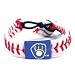 Milwaukee Brewers Classic Leather Baseball Wristband - Retro Logo