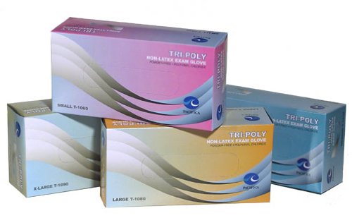 Pacifica Tri-Poly Non-Latex Exam Gloves, Case of 1000