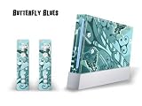 Nintendo Wii Skin - System Console Skin and two Wii Remote Skins - Butterfly Blues