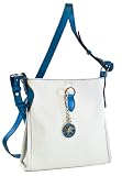 Hunting World Beige Fabric and Blue Leather Shoulder Bag 3624BL