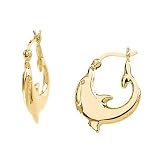 14K Yellow Gold 20.25 MM Dolphin Hoop Earrings