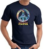 PEACE TIE DYED Sign Symbol Adult T-shirt Tee Shirt - Navy Blue