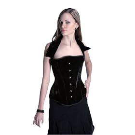 Elegance Betty Black Velvet Steel Boned Corset With Halter Style Straps Tight Lacing Corset LVG9197