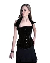 Elegance Betty Black Velvet Steel Boned Corset With Halter Style Straps Tight Lacing Corset LVG9197
