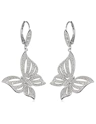 Silver Butterfly Diamond Earrings (7/25 cttw, I-J Color, I2-3 Clarity)