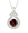 10k Gold Round-Cut Garnet and Diamond Pendant Necklace (0.03 cttw, I Color, I2 Clarity), 18"
