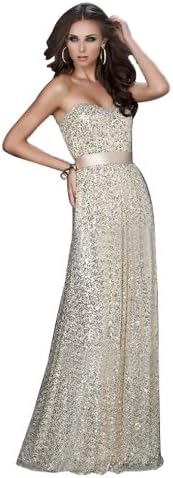 Lace Beading Strapless Empire Crystal Evening Dress 060(US 10Khaki)