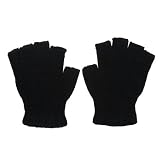 Regular Chenille Fingerless Glove-Black W27S38B