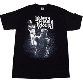Monty Python and the Holy Grail Black and White It's Just a Flesh Wound Mens T-Shirt