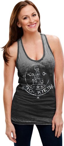 Colorado Rockies Black Women's Burnout Washed Jersey Racer Back Tank Top